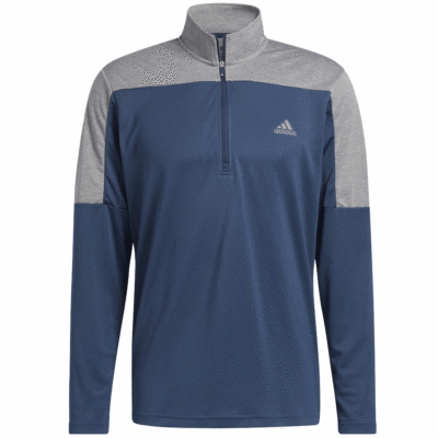 ADIDAS LIGHTWEIGHT COLOUR BLOCK 1/4 ZIP GOLF JUMPER ALL SIZES NAVY