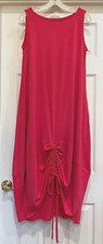 IC BY CONNIE K Dress - Coral Poly Knit Sleeveless Drawstring Hem, Maxi, Medium