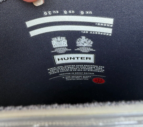 HUNTER ORIGINAL TALL GLOSS BOOTS 8 Women's Outdoor Boot Grey Rain Waterproof - Picture 9 of 17