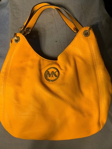 MICHAEL KORS Fulton Chain Medium Tote Hobo Shoulder Bag Yellow Leather Beautiful - Picture 5 of 24