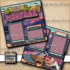 MONTANA  travel 2 premade scrapbook pages paper printed 12X12 digiscrap A0477