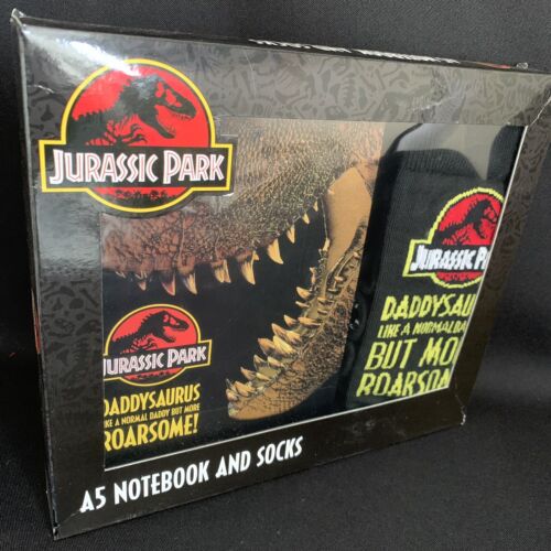 Jurassic Park A5 Notebook DAD Socks Fathers Day Gift Set - Afbeelding 1 van 10