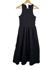 Madewell The Melody Smocked Midi Dress black 90s preppy sz S