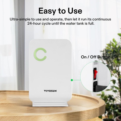 VIVOSUN Portable Dehumidifier Air Dryer Purifier 1300ML Water Tank Auto Shut-Off - Picture 6 of 7