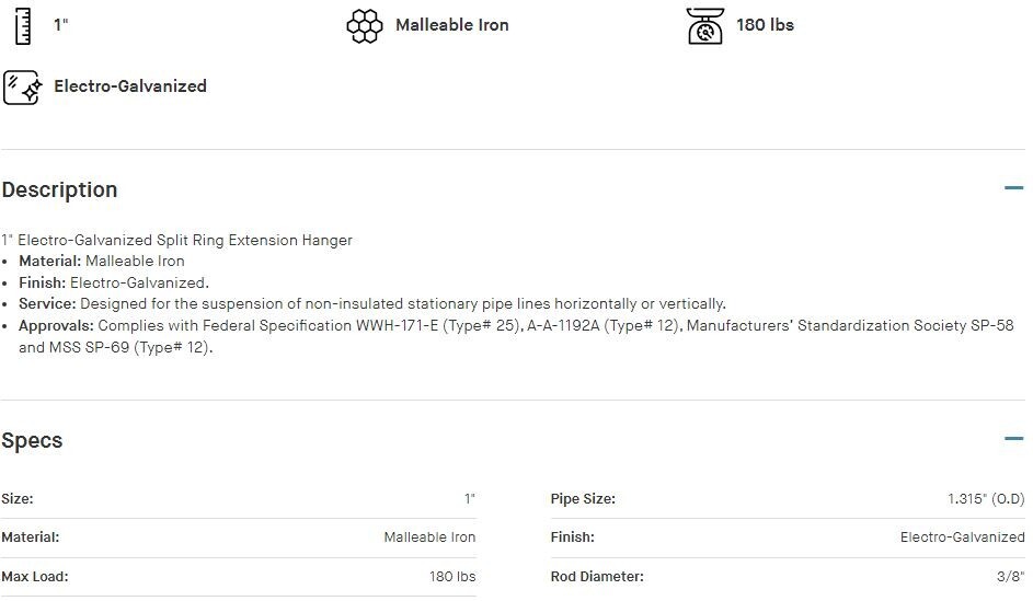 10 Pack Piers 1" Hinged Split Ring Extension Hanger Electro Galvanized HSH-G01