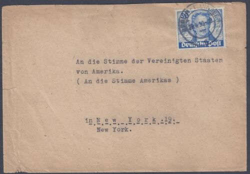 GERMANY BERLIN TO US 1950 FAUST 30pf Sc 9N63 ON COMMERCIAL COVER TO NEW YORK - 第 1/1 張圖片