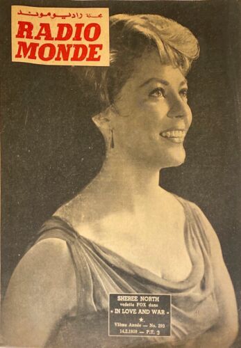 1959 Sheree North Cover en revista completa libanesa francesa Radio Monde - Imagen 1 de 1