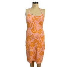 Tommy Hilfiger Hawaiian style women's pink orange floral  y2k halter dress sz M