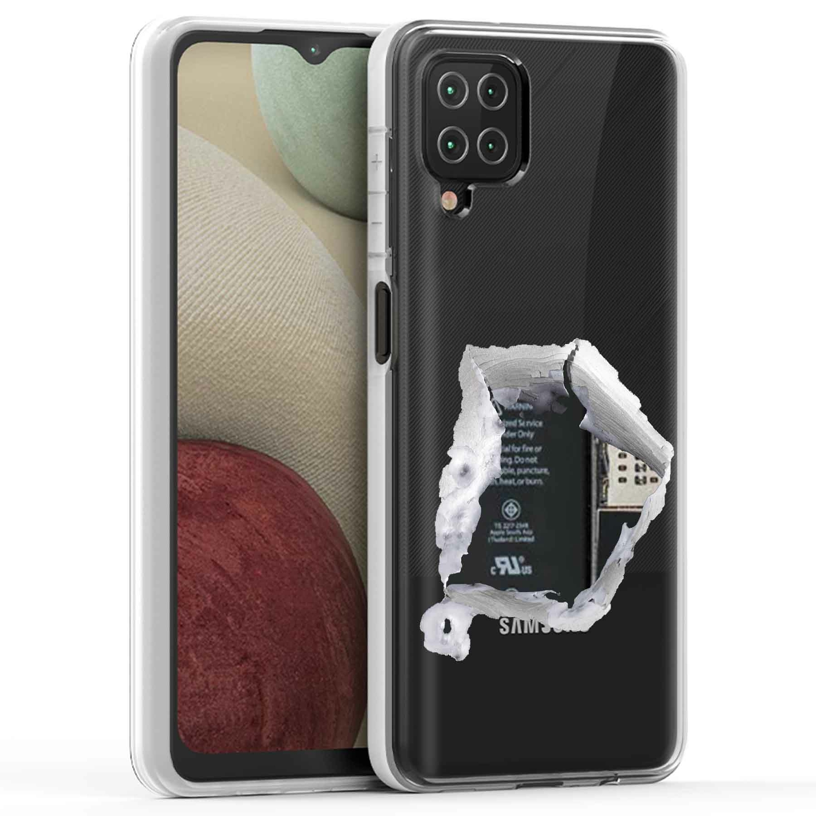 Phone Case Cover for Samsung Galaxy A12,Shotgun Hole Tear Print, USA