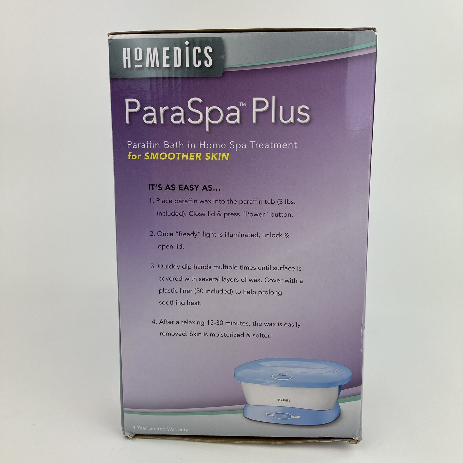 NEW HOMEDICS ParaSpa Plus Paraffin Bath In Home Spa Treatment w 3 Lbs