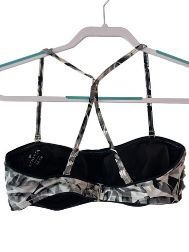 Athleta Women's Size 36B 36C Bikini Top Black White Floral Boho Abstract Support - Picture 3 of 6