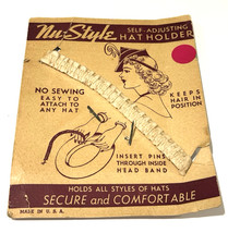 VTG Nu Style Hat Holder Accessory Self Adjusting USA No Sewing Retro NOS READ