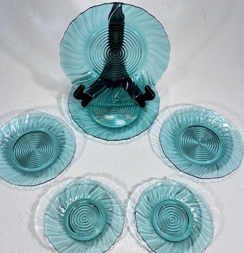 Jeanette Glass Jennyware Swirl Plates 9" Dinner 7.5" Side 6" Bread Two Each 6 PC - Picture 13 of 18