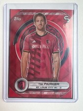 /5 Tim Parker soccer card, topps red parallel,  comes with toploader and case