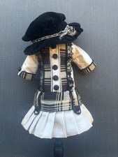 Elegand French Bebe Silk dress with straw hat for Jumeau or other French Bebe.
