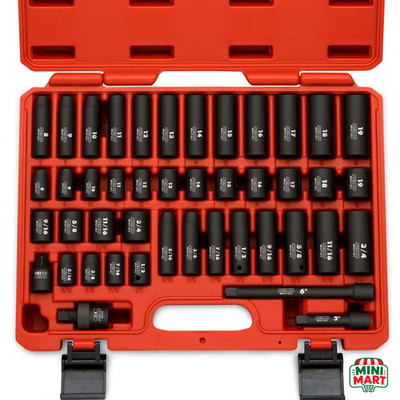 NEIKO 02440A 3/8 Drive Impact Socket Set SAE Metric 44 Pc