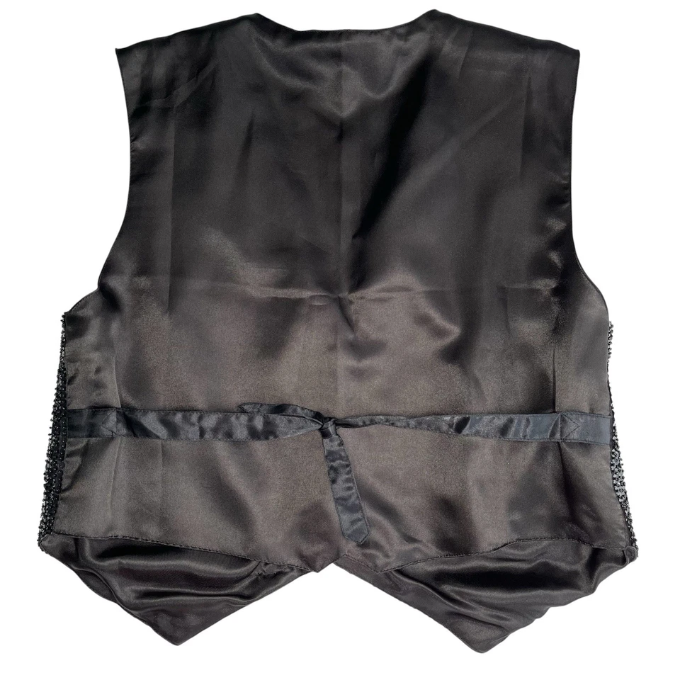 Chaleco Bali Chic Lentejuelas Cuentas Negro Floral Festivo Fiesta Top Talla Única Foto 2 de 4