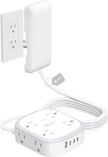 Outlet Cover Extension Cord Flat 6Ft, Flat Plug Power Strip with 8 Outlets  3