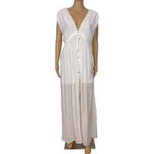 Aakaa Boho Maxi Dress Women Medium Off White Lace Trim Beach Resort Summer