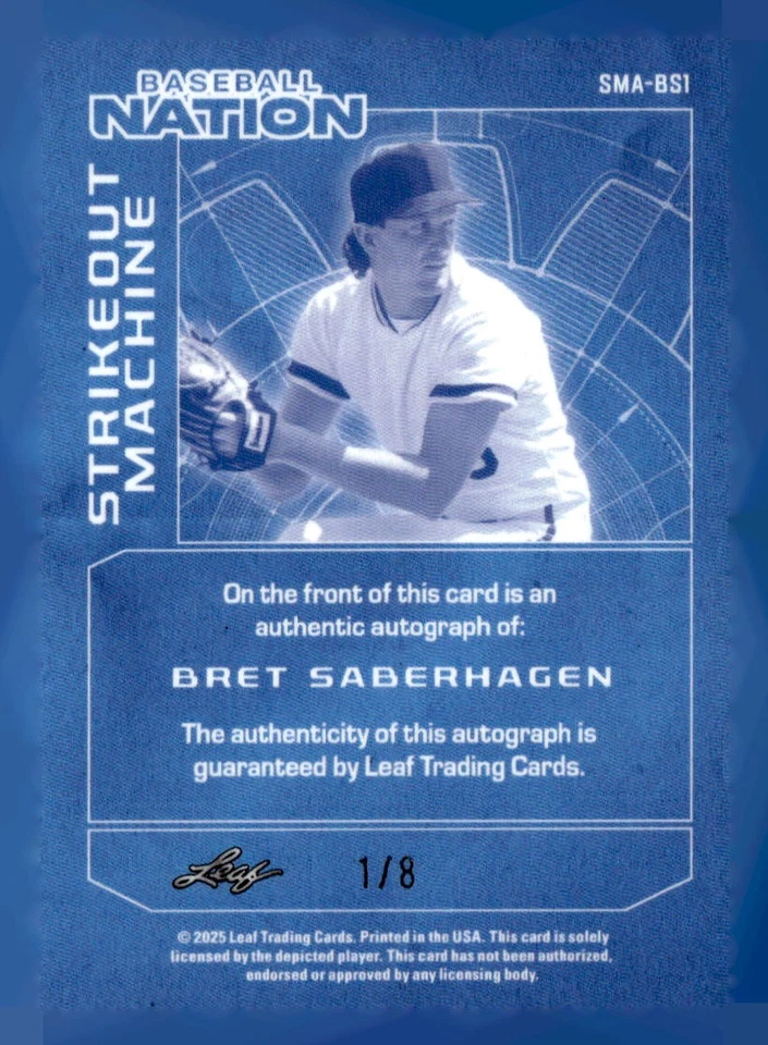 2025 Leaf Baseball Nation Bret Saberhagen Silver Crystal /8 SSP Royals Legend - Image 2 of 2