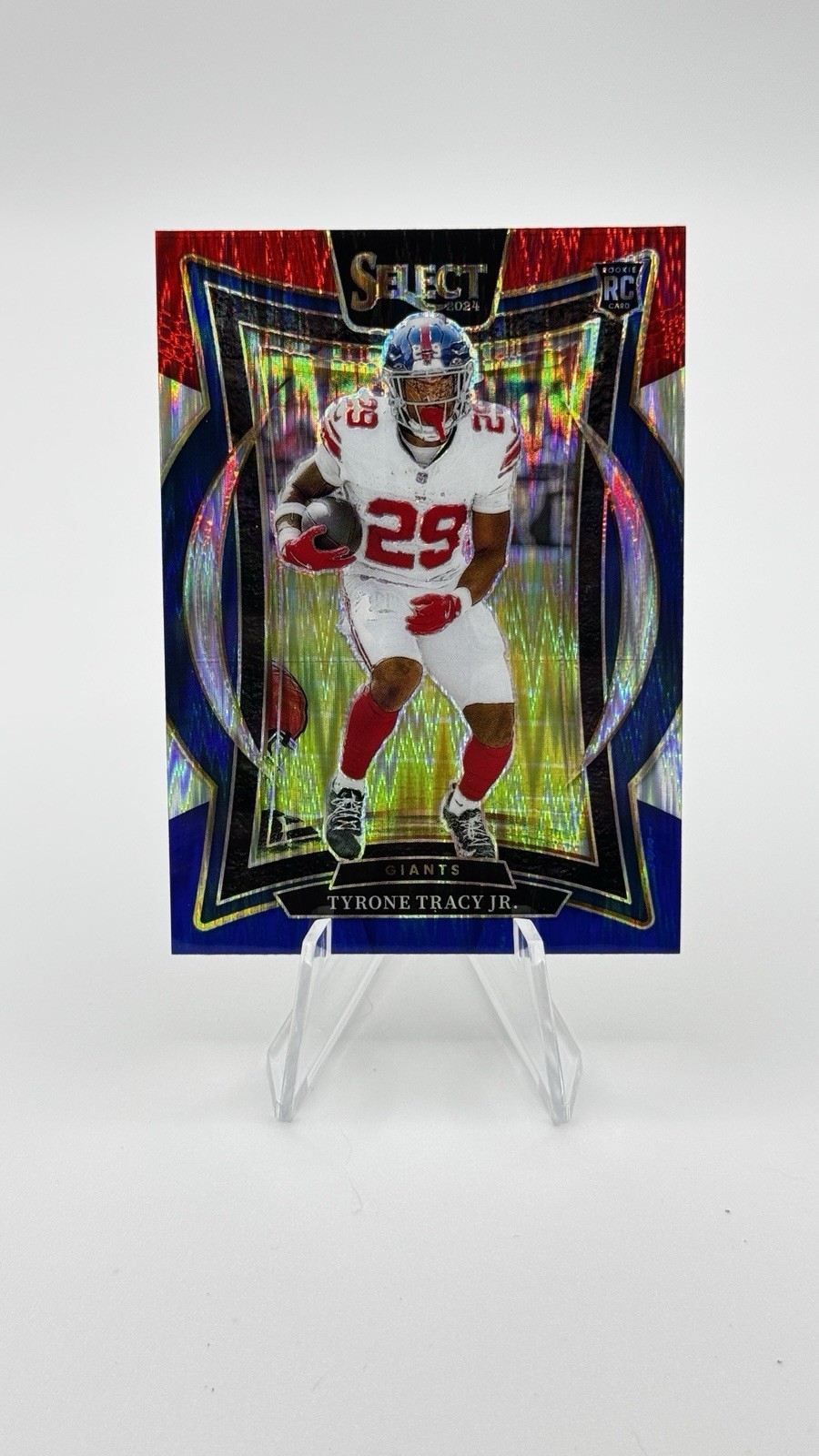 2024 Panini Select - Concourse Tyrone Tracy Jr. #61 Red & Blue Prizm Shock (RC)