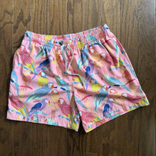 Chubbies Men s Swim Trunks M Pink Tropical Bird Animal Print Mesh Lined