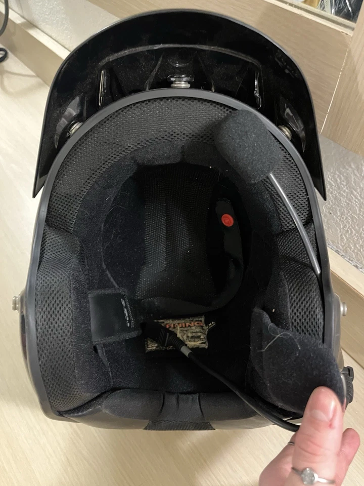 Casco de motocicleta KBC DOT talla XXL negro cara abierta con visera y cable de radio Foto 4 de 4