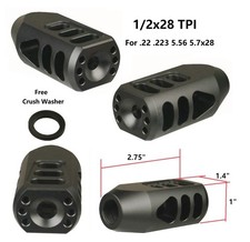 Aluminum Anodized Black Tanker Compensator Muzzle Brake 1/2x28 TPI