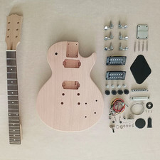 DIY Electric Guitar Unfinished Kit Rosewood Fretboard Solid Flat Mahogany Body