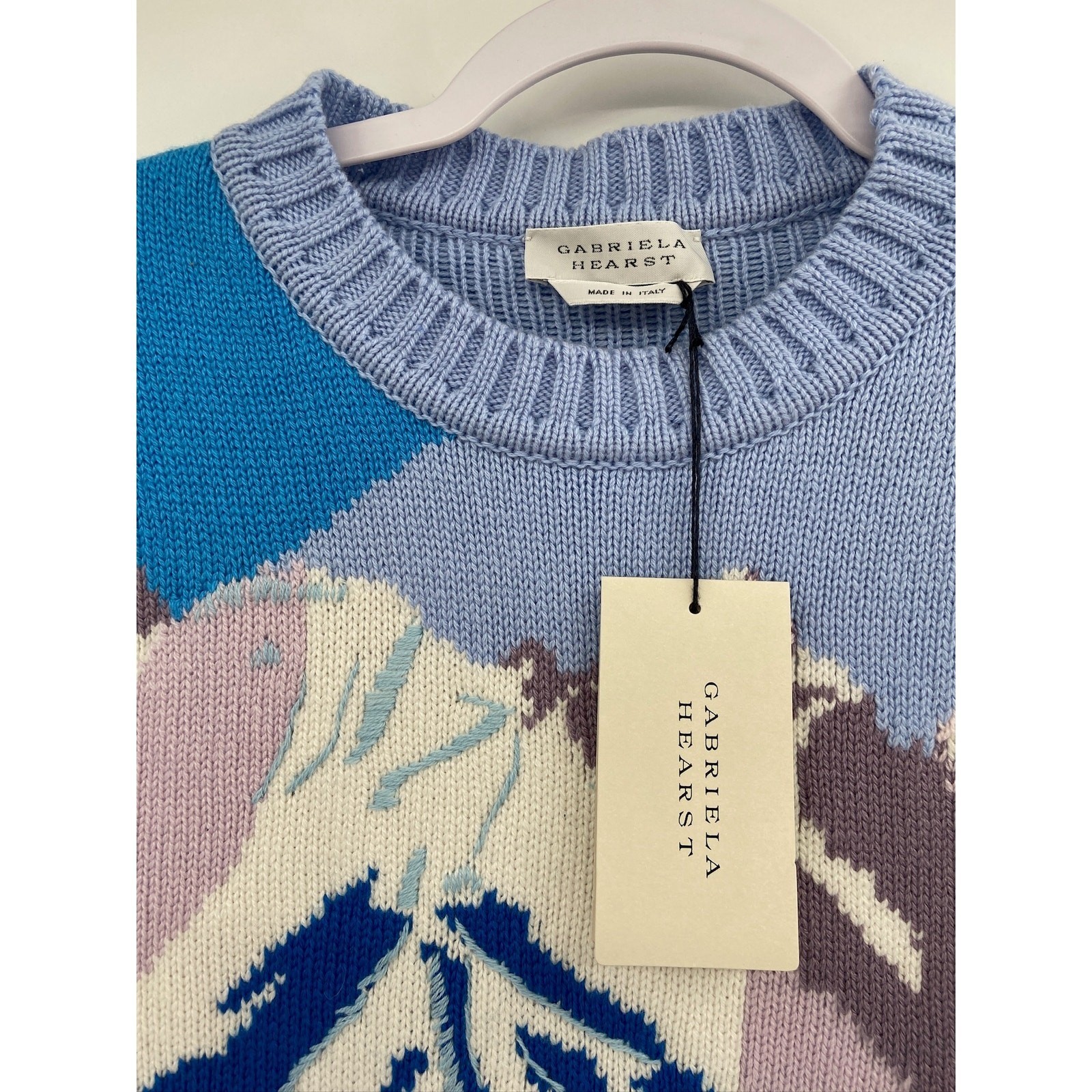 Gabriela Hearst Ines Crew Neck Sweater Size L Blue Aspen Cashmere Mountain image 2