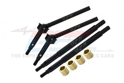GPM TRAXXAS TRX-4M black MEDIUM CARBON STEEL FRONT CVD AND (+5MM) REAR AXLE SHAF