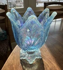 Fenton baby blue iridescent two way tulip votive/bowl Opalescent finish. EUC!