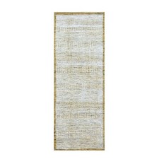 2'8" x 6' White & Gold Wool Oxidized Grass Design Hand Knotted Runner Rug R76274