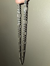 Flat Figaro Sterling Silver. 925 18inch Italy Necklace