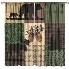 Cabin Retro Curtains Rustic Lodge Window 20"W x 45"L Pack of 2 Style-4