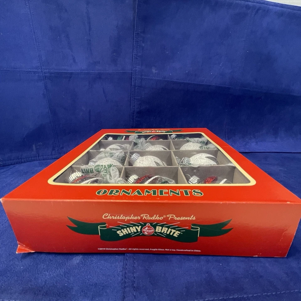 Christopher Radko Shiny Brite Set of 12 In Box Christmas Glass Ornaments EUC - Image 4 of 4