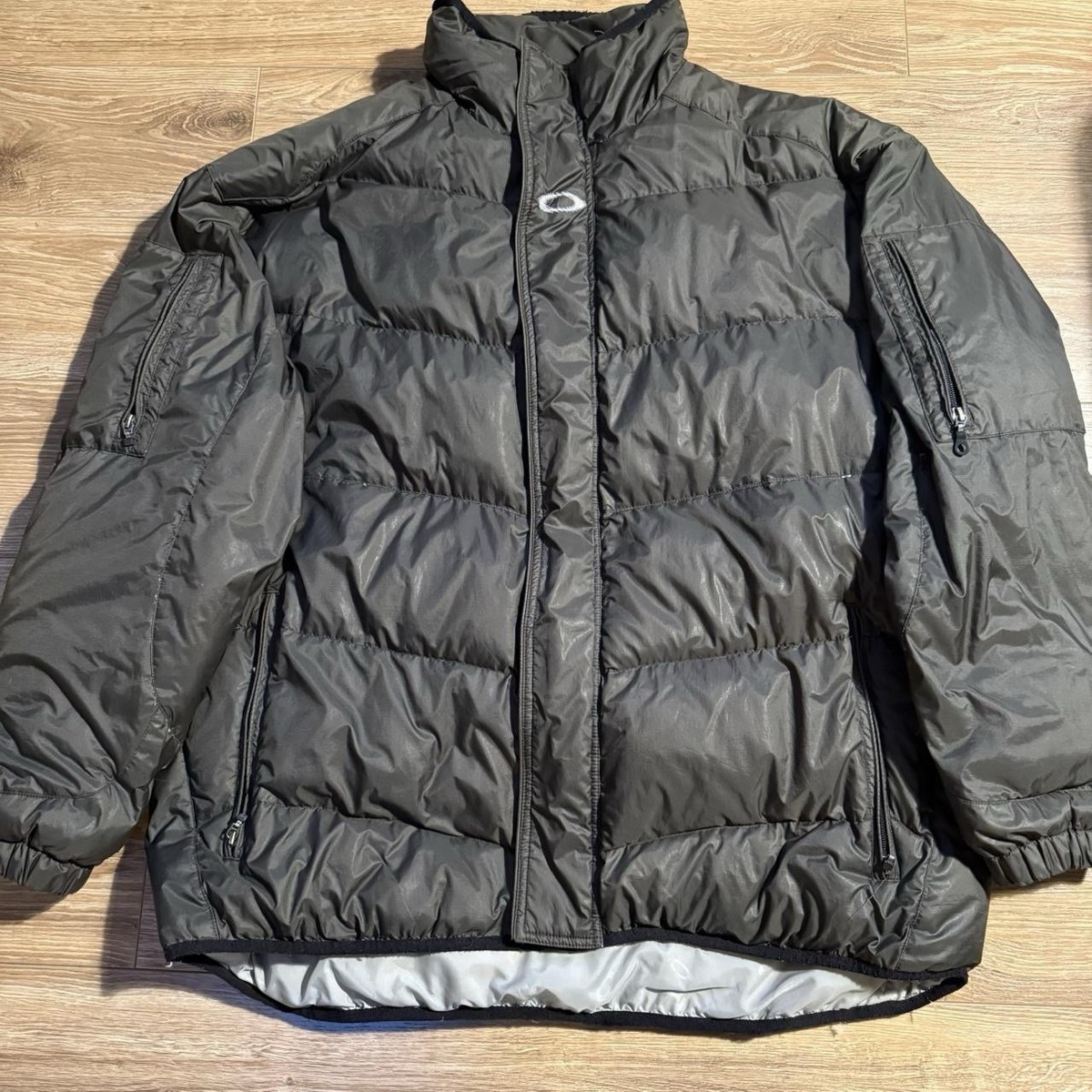 Vintage Oakley Soft Wear Puffer Jacket Coat Mens XL Grey Goose 