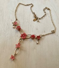 Pilgrim Danish Design Gold Tone Enamel rhinestone Flower Necklace