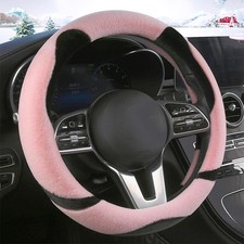 Steering Wheel Cover, Cute Fuzzy Steering Wheel Cover Soft -Round-Pink