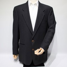Yves Saint Laurent Black 100 Worsted Wool Blazer Made in Canada Men Size 44L