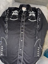 Amazing HTF Vintage 70s Rockmount Ranch Wear Undead Riders Men  s Med Pearl Snap