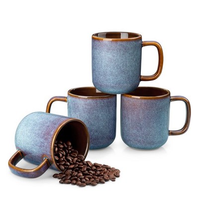 vancasso 12 oz/16 oz Grayish-blue & Golden-bronze Stoneware Coffee Mugs Set  of 4 | eBay
