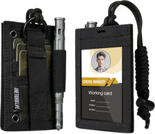 Tactical ID Card Holder Hook  Loop Patch Badge Holder Neck Lanyard Key Ring and