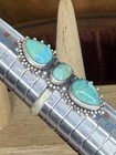 Turquoise Sterling Silver Adjustable Three Stone Ring Southwest Jewelry New — photo 4