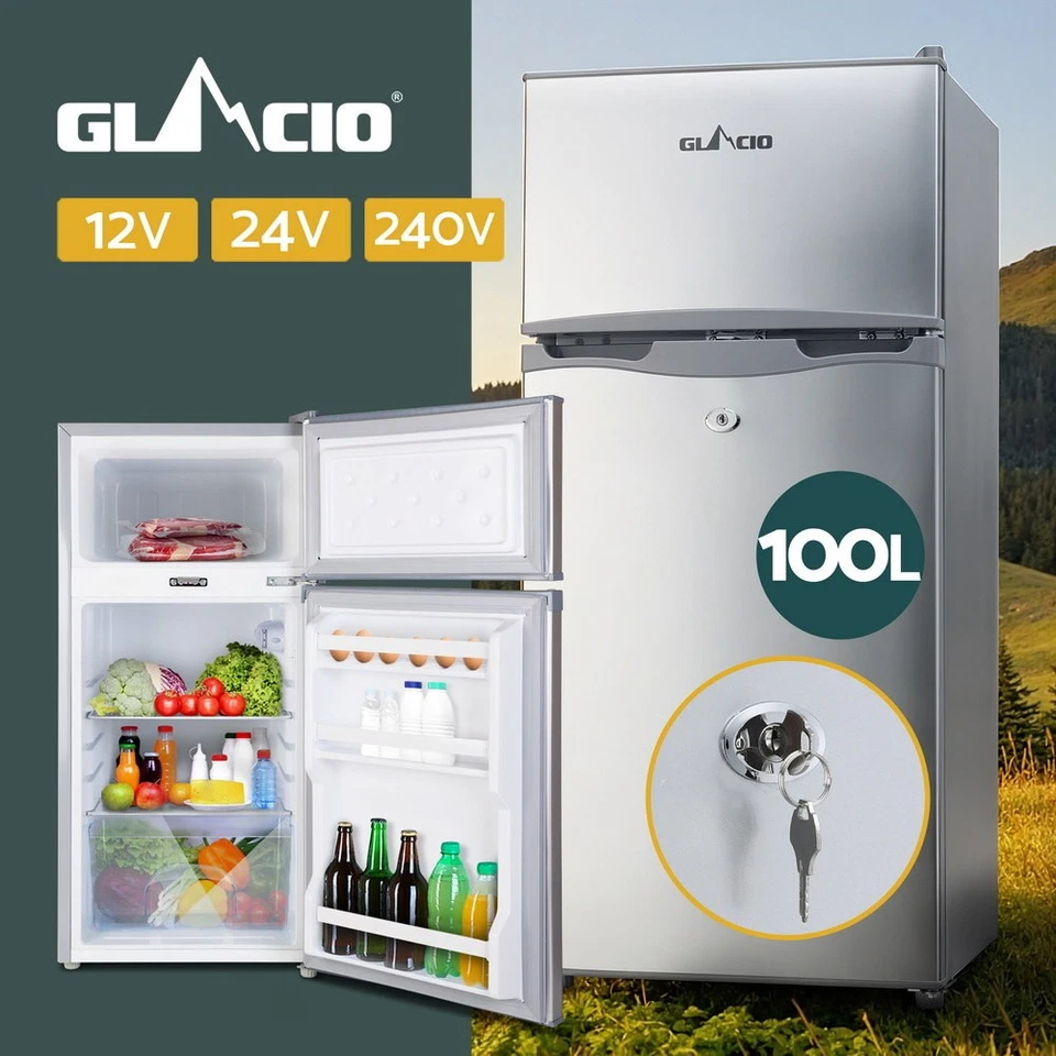 Glacio 100L Portable Camping Fridge Freezer Bar Upright 12V/24V/240V Caravan