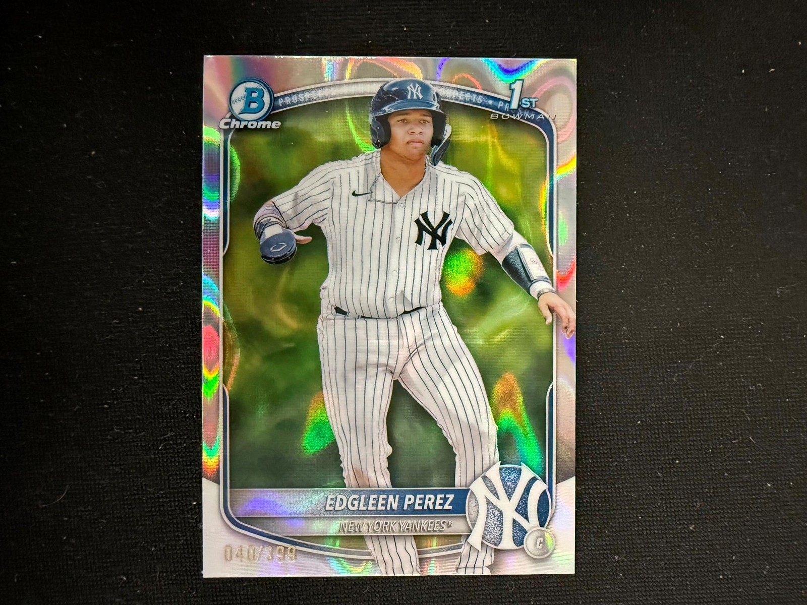 Edgleen Perez 2025 Bowman Chrome 1st Bowman Lava Refractor Yankees /399 D25