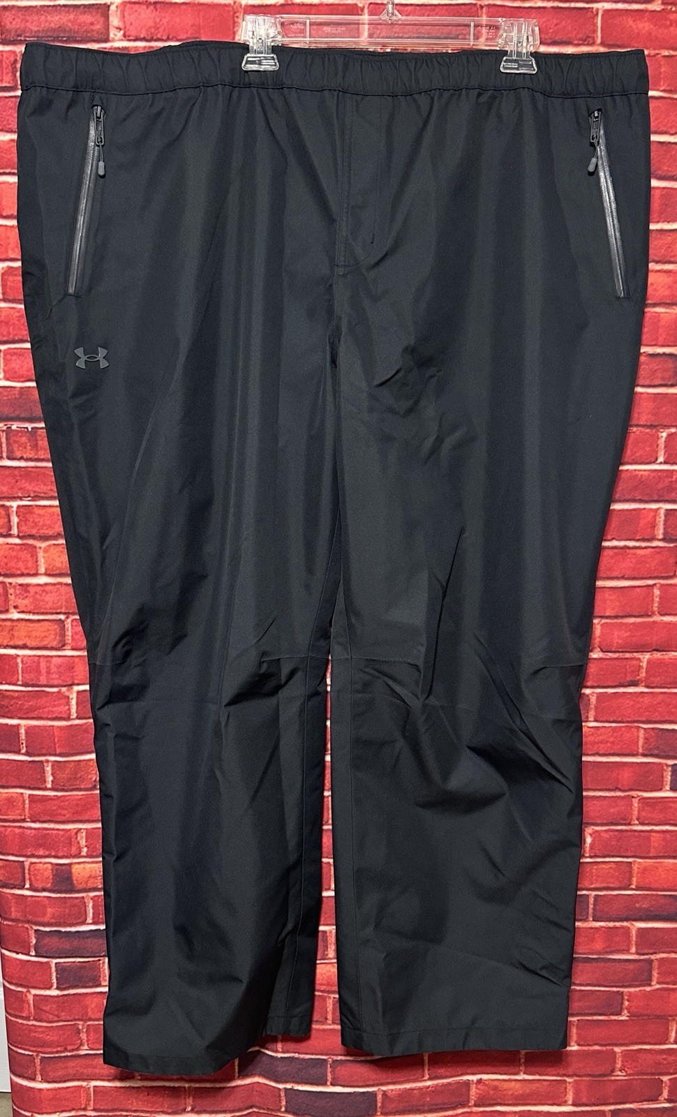 Under Armour UA Stormproof Lined Rain Pants Black Loose Fit 