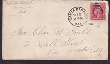 1911 cover John M Brazil Montecito CA/Santa Barbara to Charles Gould Wall St NY