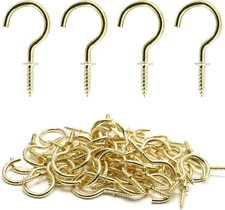 60 Pcs 1" Ceiling Cup Hooks with Screws - Gold