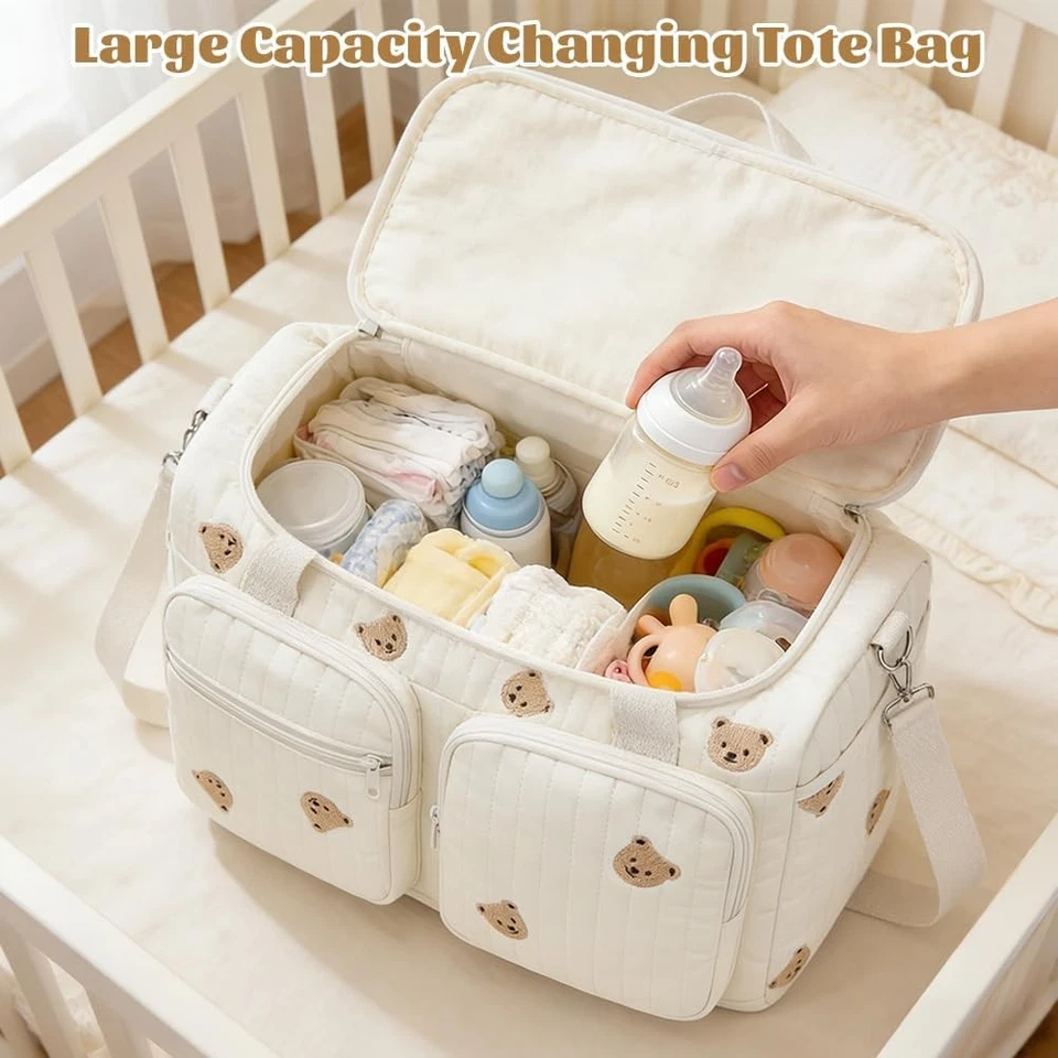 Aucuu Wickeltasche, Babytasche Mama Tasche, Kliniktasche Geburt Stickerei, Groß - Bild 4 von 4